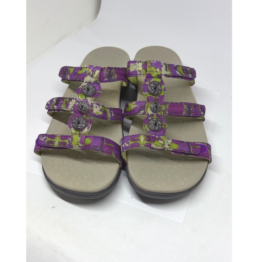 Taos Slide Sandals Womens 7 Purple Exc Floral Hook & Loop Straps Medallions